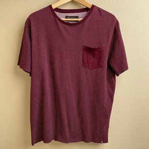 Denim & Flower Ricky Singh Size XL Burgundy w/Dots Pocket T-Shirt 100% Cotton